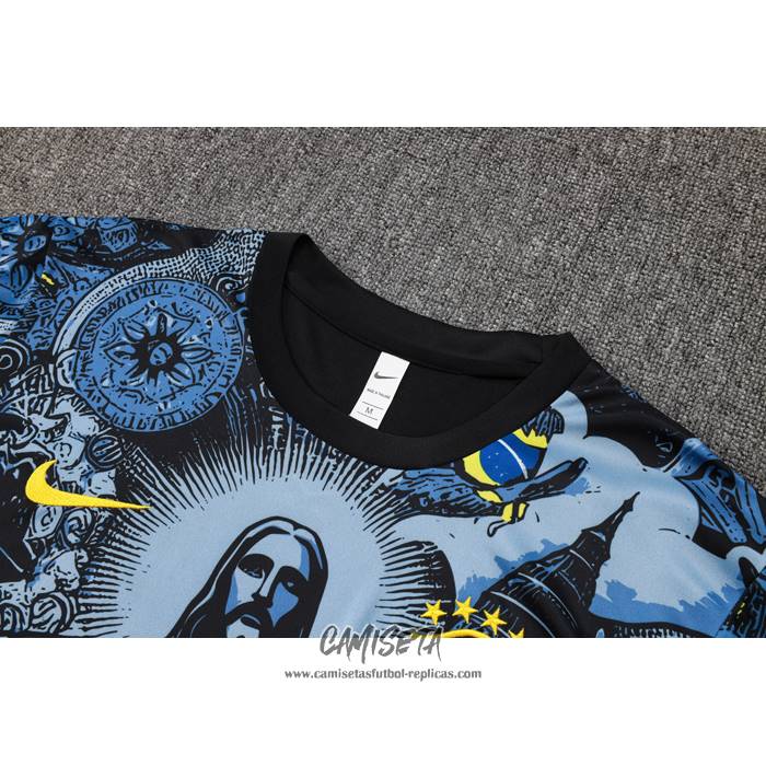 Chandal del Brasil Jesus 2024-2025 Manga Corta Azul - Pantalon Corto